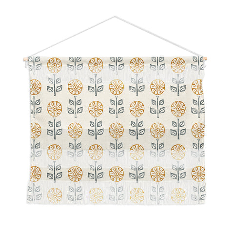 Little Arrow Design Co block print floral gold blue Wall Hanging Landscape