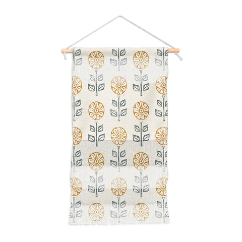 Little Arrow Design Co block print floral gold blue Wall Hanging Portrait