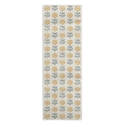Little Arrow Design Co block print floral gold blue Yoga Towel