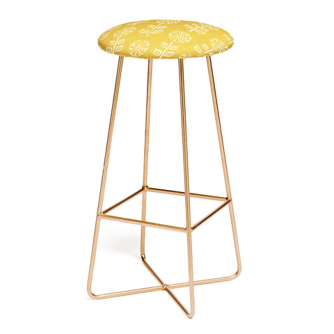 Little Arrow Design Co block print floral mustard Bar Stool