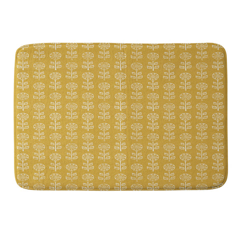 Little Arrow Design Co block print floral mustard Memory Foam Bath Mat