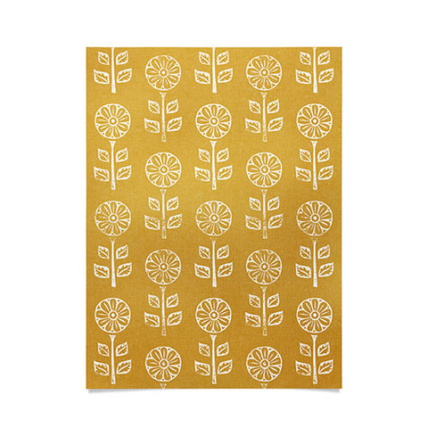 Little Arrow Design Co block print floral mustard Poster