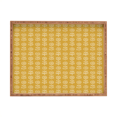 Little Arrow Design Co block print floral mustard Rectangular Tray