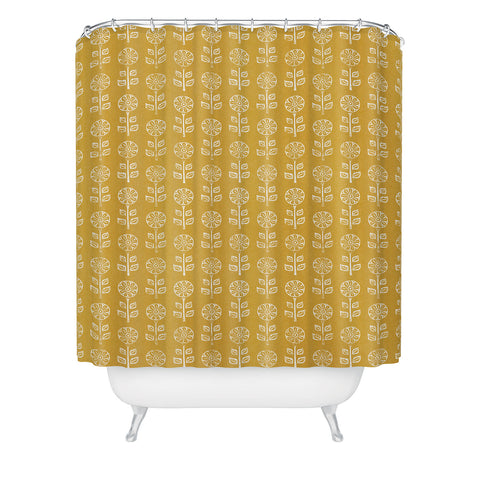 Little Arrow Design Co block print floral mustard Shower Curtain