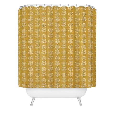 Little Arrow Design Co block print floral mustard Shower Curtain