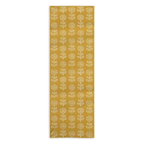 Little Arrow Design Co block print floral mustard Yoga Towel