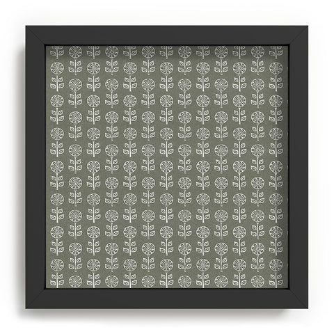 Little Arrow Design Co block print floral olive green Recessed Framing Square