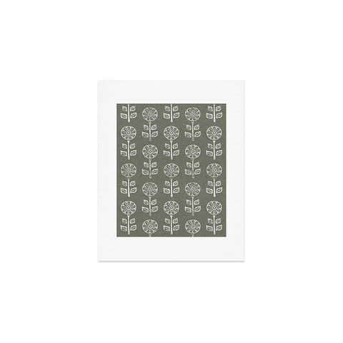 Little Arrow Design Co block print floral olive green Art Print