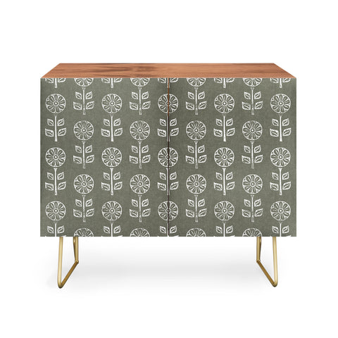 Little Arrow Design Co block print floral olive green Credenza