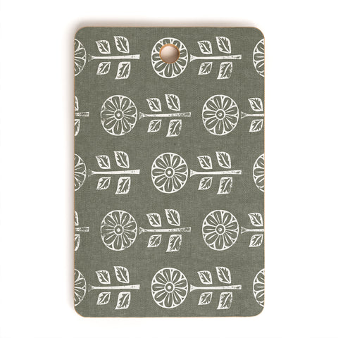 Little Arrow Design Co block print floral olive green Cutting Board Rectangle