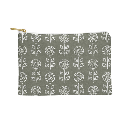 Little Arrow Design Co block print floral olive green Pouch