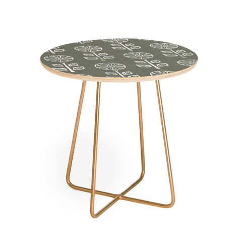 Little Arrow Design Co block print floral olive green Round Side Table