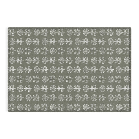 Little Arrow Design Co block print floral olive green Outdoor Rug