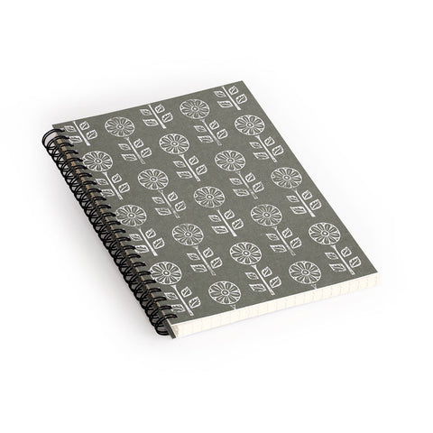 Little Arrow Design Co block print floral olive green Spiral Notebook