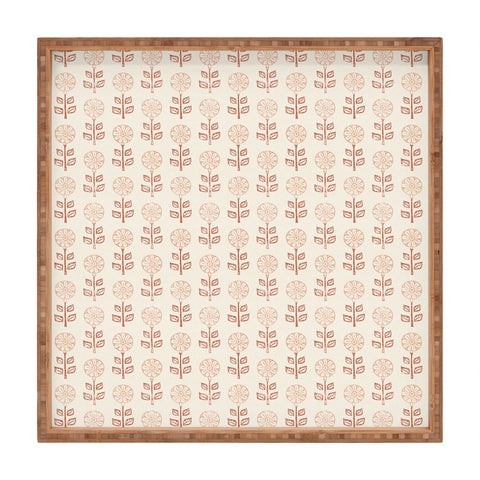 Little Arrow Design Co block print floral peach cream Square Tray