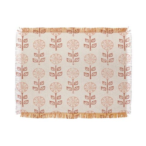 Little Arrow Design Co block print floral peach cream Throw Blanket