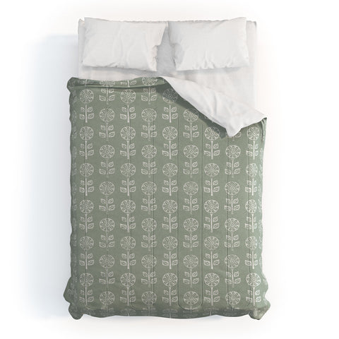 Little Arrow Design Co block print floral sage Comforter
