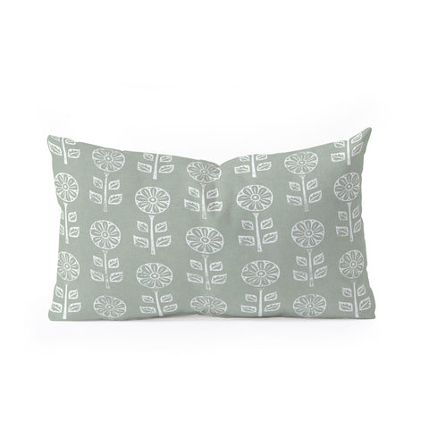 Little Arrow Design Co block print floral sage Oblong Throw Pillow