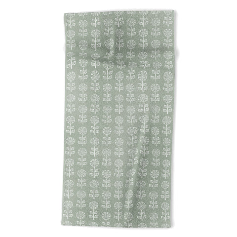 Little Arrow Design Co block print floral sage Beach Towel