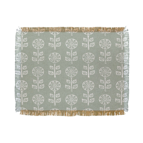 Little Arrow Design Co block print floral sage Throw Blanket
