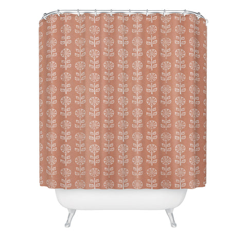 Little Arrow Design Co block print floral terracotta Shower Curtain