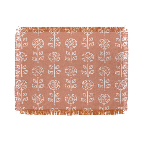 Little Arrow Design Co block print floral terracotta Throw Blanket