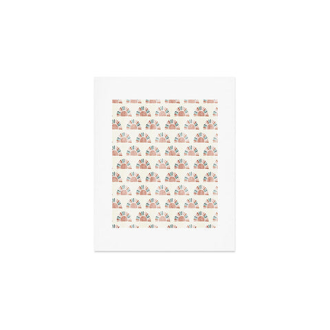 Little Arrow Design Co block print suns jade and dusty rose Art Print