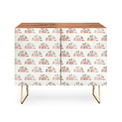 Little Arrow Design Co block print suns jade and dusty rose Credenza