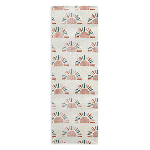 Little Arrow Design Co block print suns jade and dusty rose Yoga Towel