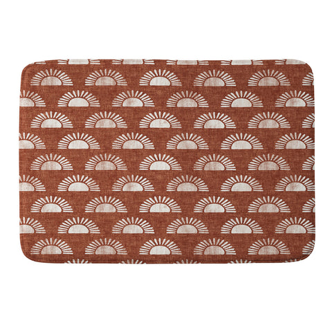 Little Arrow Design Co block print suns on rust Memory Foam Bath Mat