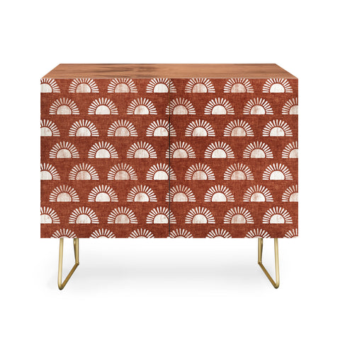 Little Arrow Design Co block print suns on rust Credenza