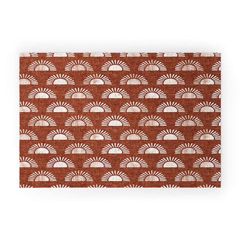 Little Arrow Design Co block print suns on rust Welcome Mat