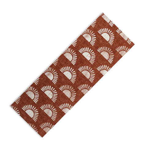 Little Arrow Design Co block print suns on rust Yoga Mat