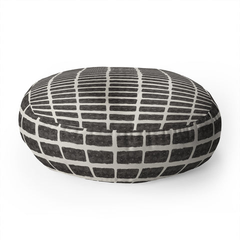 Little Arrow Design Co block print tile charcoal Floor Pillow Round