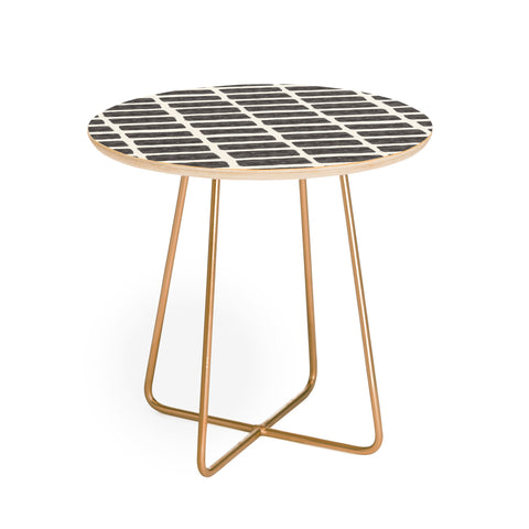 Little Arrow Design Co block print tile charcoal Round Side Table
