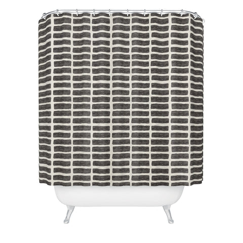 Little Arrow Design Co block print tile charcoal Shower Curtain