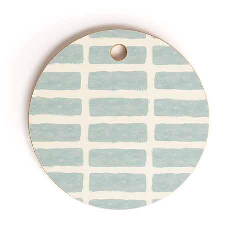Little Arrow Design Co block print tile dusty blue Cutting Board Round