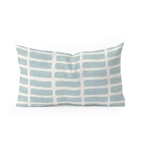 Little Arrow Design Co block print tile dusty blue Oblong Throw Pillow