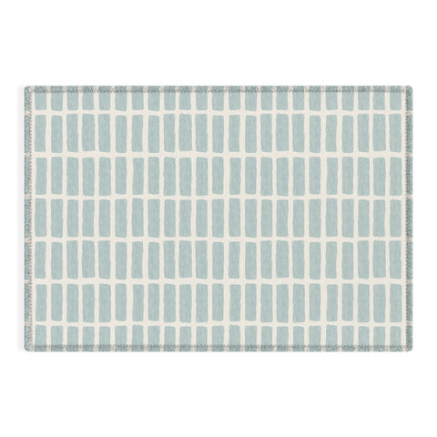 Little Arrow Design Co block print tile dusty blue Outdoor Rug