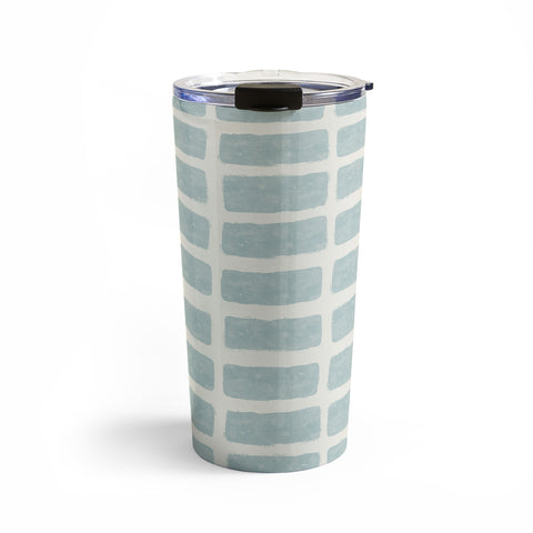 Little Arrow Design Co block print tile dusty blue Travel Mug