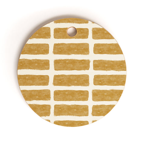 Little Arrow Design Co block print tile mustard Cutting Board Round