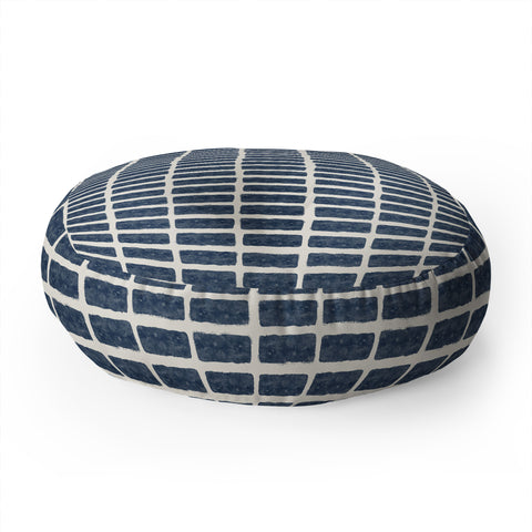 Little Arrow Design Co block print tile navy Floor Pillow Round