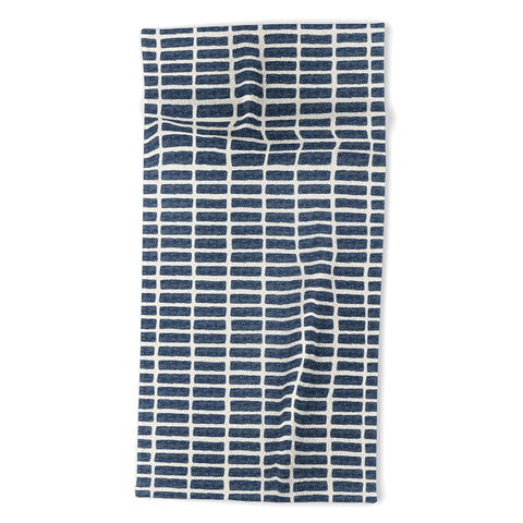 Little Arrow Design Co block print tile navy Beach Towel