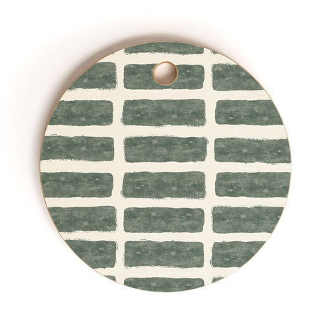Little Arrow Design Co block print tile olive Cutting Board Round