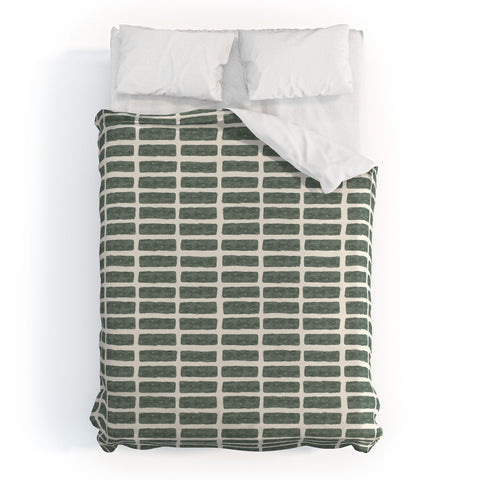 Little Arrow Design Co block print tile olive Duvet Cover