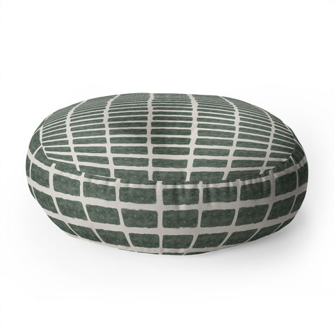 Little Arrow Design Co block print tile olive Floor Pillow Round