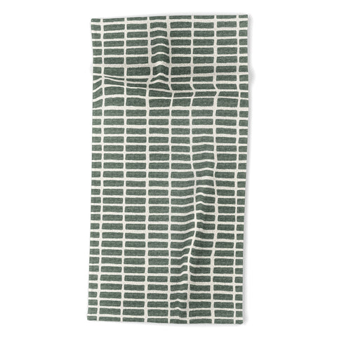 Little Arrow Design Co block print tile olive Beach Towel