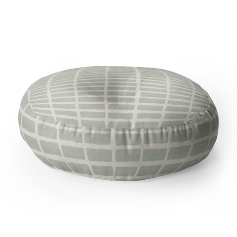 Little Arrow Design Co block print tile sage Floor Pillow Round