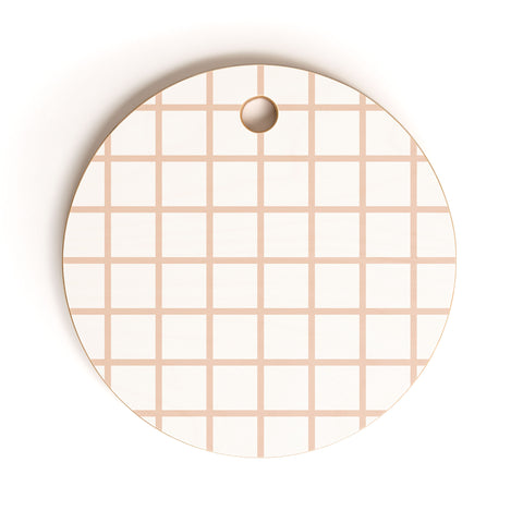 Little Arrow Design Co blush grid Cutting Board Round