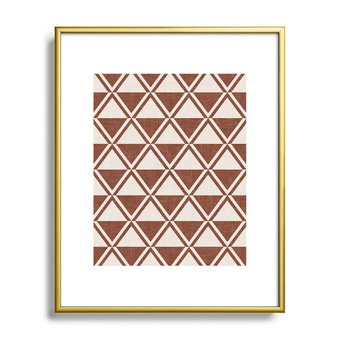 Little Arrow Design Co bodhi geo diamonds rust Metal Framed Art Print